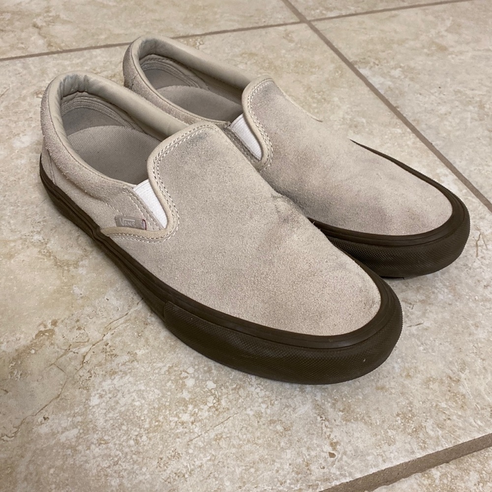 Vans Slip-Ons Cream Color W/ Gum Sole
